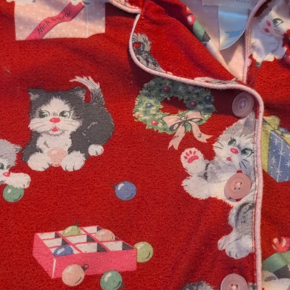 Nick & Nora y2k Red Holiday Christmas Kitten Cats Kids Pajama Set Size‎ 4/5